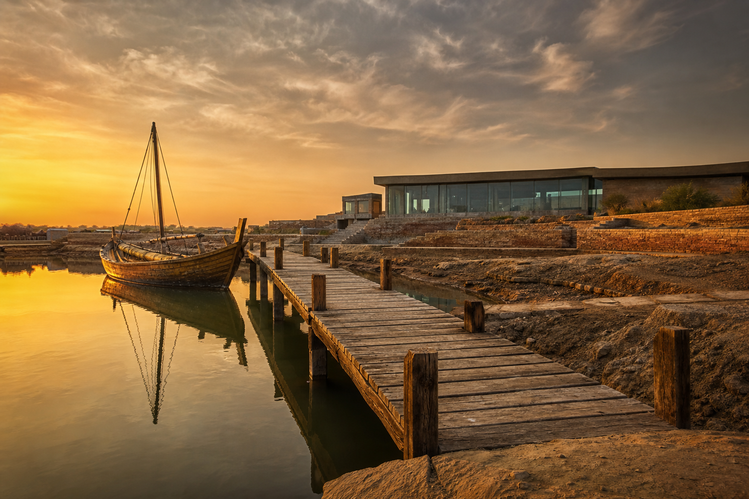 A waterfront reflecting ancient maritime life